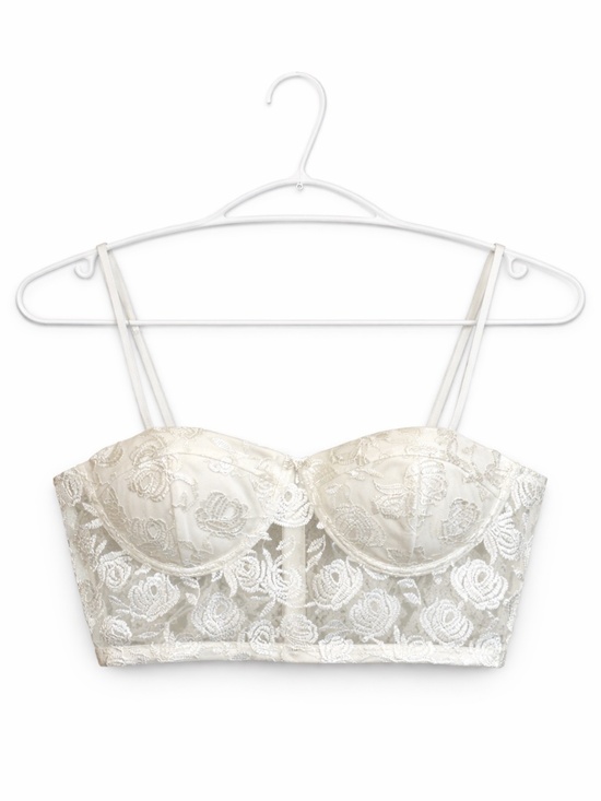 SHEIN Other - 4/$20➡️  Sheer White Floral Lace Bustier with Zip Back – Size Large 20" PTP EUC